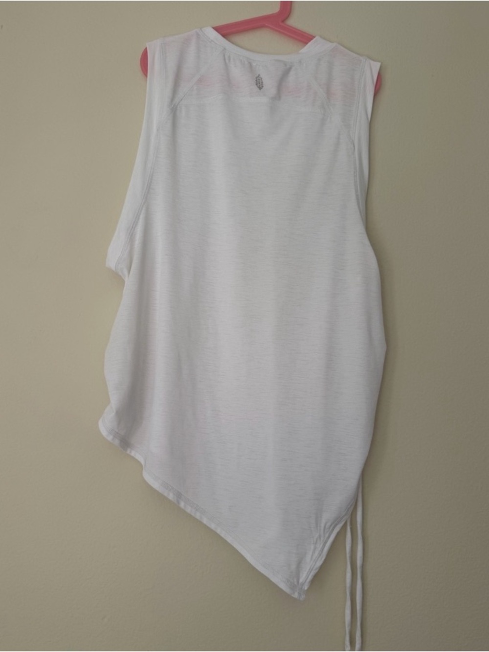 Asymmetric White Sleeveless Tank with Side Tie
